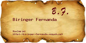Biringer Fernanda névjegykártya